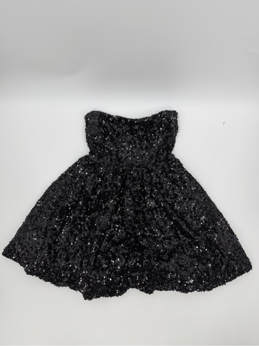 Klesis Black Sequin Strapless Bubble Hem Dress S